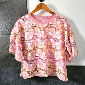 Zara Pink Lace Top. Medium.